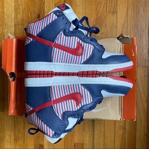 Nike Dunk high White/Varsity red/ Navy Size 9.5M